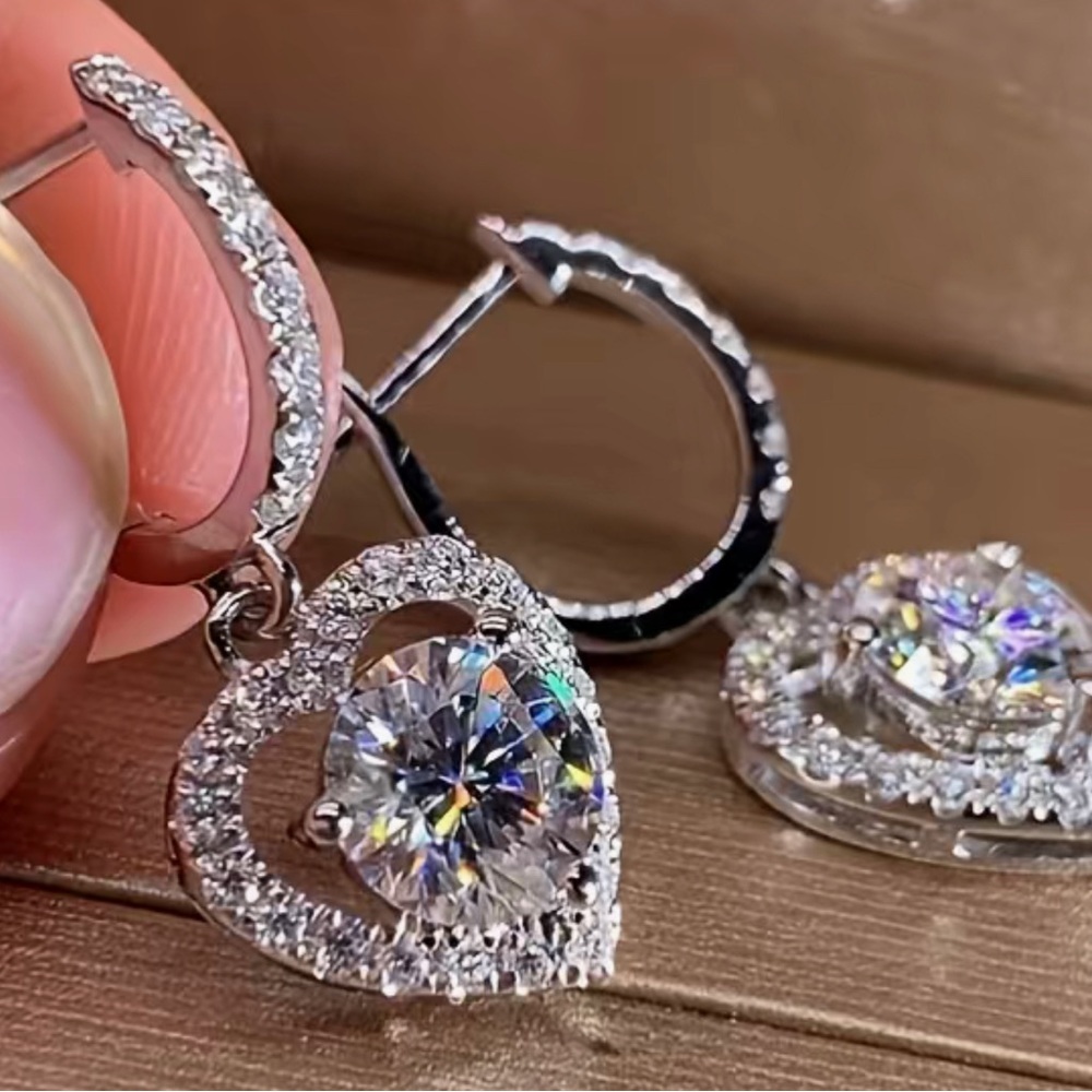 Heart Zircon Pierced Earrings